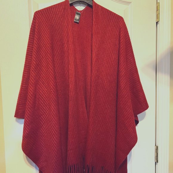 East 5th Jackets & Blazers - East 5th-ONE SIZE-wrap/scarf-Burnt Orange/Rusty-Fringes-Fall-Winter